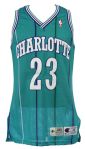 1995-96 Michael Adams Charlotte Hornets Signed Game Worn Road Jersey (MEARS LOA/JSA)