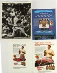 1982-86 Reggie Jackson California Angels Signed 11" x 14" Photo & (3) Reggie Wax Advertisements - Lot of 4 (JSA)