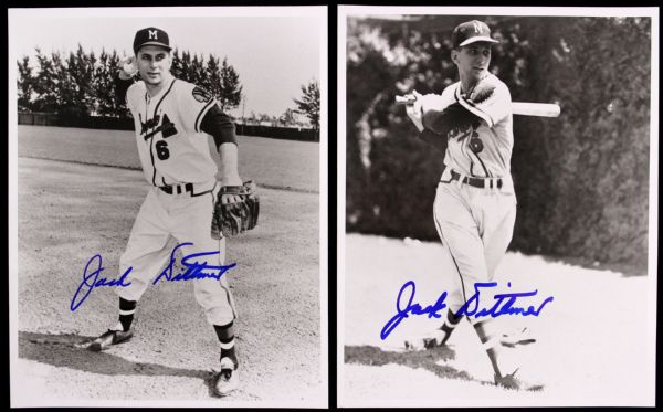 1990s Jack Dittmer Milwaukee Braves Signed 8" x 10" Photo - Lot of 2 (JSA)