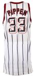 1998-99 Scottie Pippen Houston  Rockets Signed Photo Shoot Home Jersey (MEARS LOA)