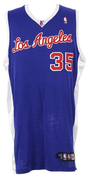 2007-08 Chris Kaman Los Angeles Clippers Signed Game Worn Road Jersey (MEARS LOA/JSA)