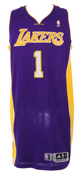 2013-14 Jordan Farmar Los Angeles Lakers Game Worn Road Jersey (MEARS LOA)