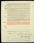 1943 Branch Rickey Brooklyn Dodgers Signed National League Player Contract (JSA)