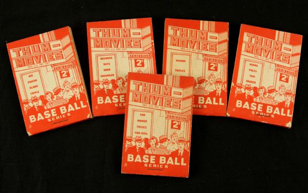 1937 Thum Movies Baseball Series Flipbook Collection - Lot of 5 w/ Joe Medwick, Paul Waner, Joe Vosmik, Van Lingle Mungo and John Irving Burns 
