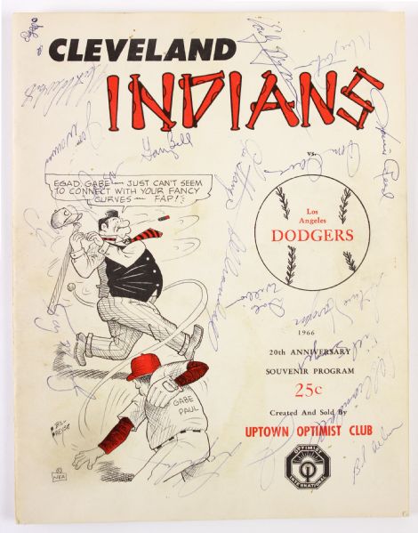 1966 Los Angeles Dodgers Cleveland Indians Multi Signed Spring Training Program w/ 22 Signatures Including Sandy Koufax, Early Wynn, Walt Alston and More (JSA)
