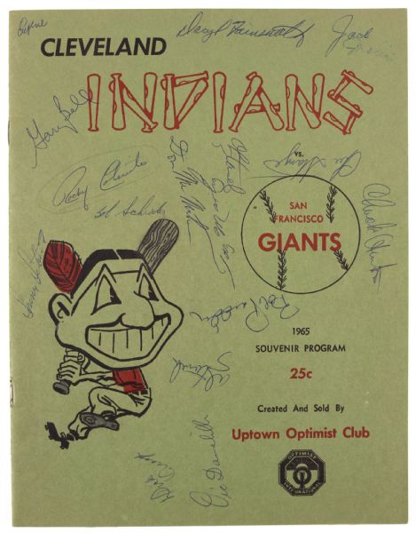 1965 Cleveland Indians San Francisco Giants Multi Signed Spring Training Program w/ 15 Signatures Including Rocky Colavito & More (JSA)