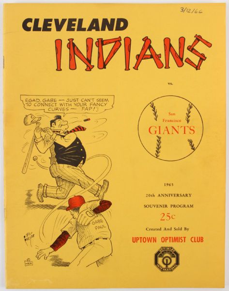 1966 (March 12) Cleveland Indians San Francisco Giants Spring Training Program