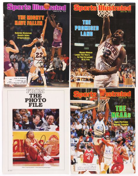 1981-84 Spud Webb Moses Malone Sam Perkins Rolando Blackman Signed Collection - Lot of 4 (JSA)