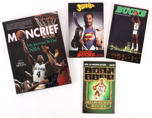 1981-90 Milwaukee Bucks Publication Collection - Lot of 4 w/ Media Guides & Sidney Moncrief Biography