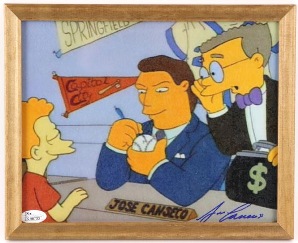 1990s Jose Canseco Oakland Athletics Signed 8.5" x 11" Framed Simpsons Still *JSA*