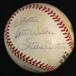 1984-86 Steve Carlton Phillies/Giants Single Signed ONL Feeney Game Used Baseball (MEARS LOA/JSA)