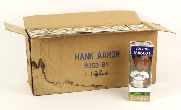 1975 Hank Aaron Milwaukee Brewers MIB Souvenir Mascot Nodder - Case of 12