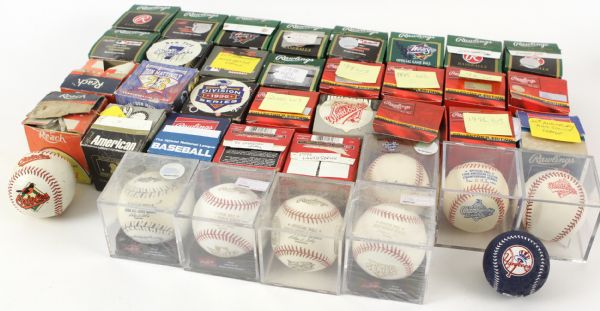 1973-2013 World Series Postseason All Star Commemorative Baseball Collection - Lot of 40 w/ 1978 World Series, Mickey Mantle Commemorative, OAL Cronin & More