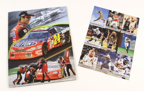 2000s Sports Illustrated For Kids Uncut Card Sheet w/LeBron James, Tim Duncan & More and Jeff Gordon NASCAR Folder - Lot of 2 