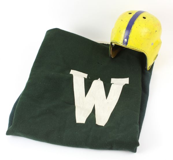 1950s Football Memorabilia Collection - Lot of w/ Game Used Helmet & 42" x 58" Blanket (MEARS LOA)