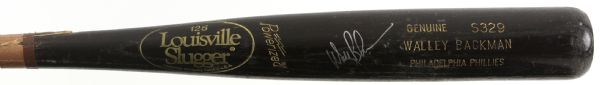 1991-92 Wally Backman Philadelphia Phillies Signed Louisville Slugger Professional Model Game Used Bat (MEARS LOA/JSA)