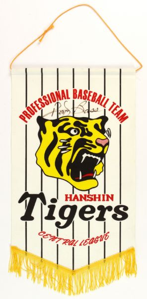 1983-88 Randy Bass Hanshin Tigers Signed 11" x 18" Team Flag (JSA)