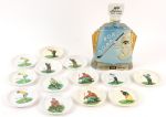 1973 Bob Hope Desert Classic Kentucky Straight Bourbon Decanter & Golf Saucers - Lot of 14