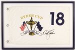 1995 Nick Faldo Signed 17" x 25" Framed Oak Hill Ryder Cup Flag (JSA)