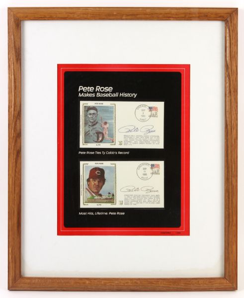 1985 Pete Rose Cincinnati Reds Signed 18" x 22" Framed Lifetime Hit Record Display (JSA)