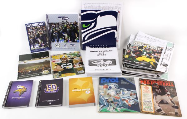 2000s Football Program Sideline Card Gameday Note Collection - Lot of 46 Plus 100s of Pages of Super Bowl XLV Media Notes