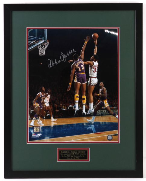 1990s Kareem Abdul Jabbar Milwaukee Bucks Signed 24" x 31" Framed Display (JSA)