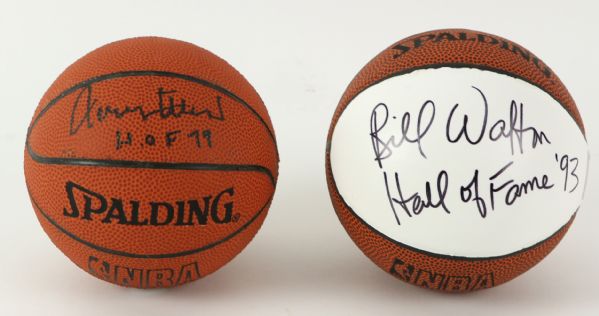 2000s Jerry West Bill Walton Signed Mini Basketball Collection - Lot of 2 (JSA)