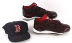 2004 Manny Ramirez Boston Red Sox Game Worn Cleats & Signed Game Worn Cap - Lot of 2 (MEARS LOA/JSA)