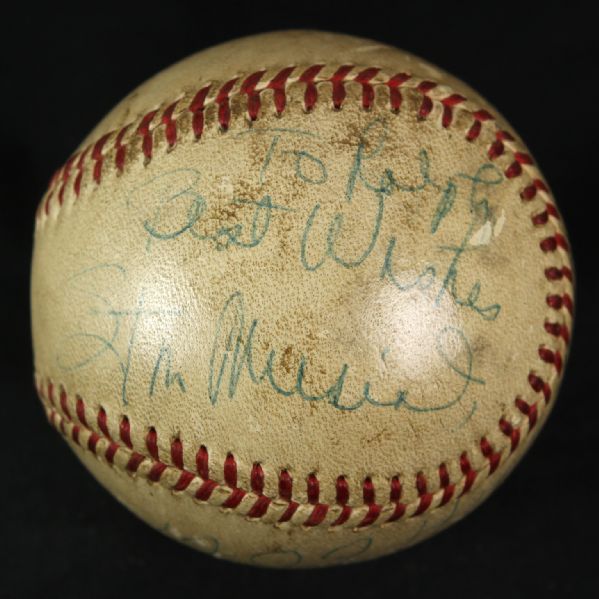 1955 (August 10) Stan Musial St. Louis Cardinals Signed ONL Feeney County Stadium Game Used Baseball (MEARS LOA/JSA) 1,000th Career Extra Base Hit 