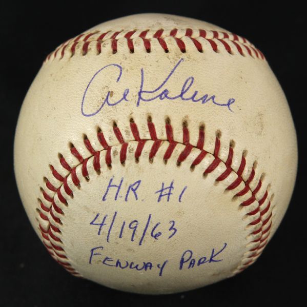 1963 (April 19) Al Kaline Detroit Tigers Signed OAL Croning Fenway Park Game Used Home Run Baseball (MEARS LOA/JSA)