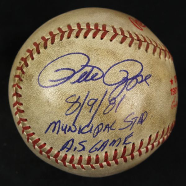 1981 Pete Rose Philadelphia Phillies Signed OASG Kuhn Municipal Stadium All Star Game Used Baseball (MEARS LOA/JSA)