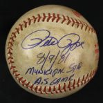 1981 Pete Rose Philadelphia Phillies Signed OASG Kuhn Municipal Stadium All Star Game Used Baseball (MEARS LOA/JSA)
