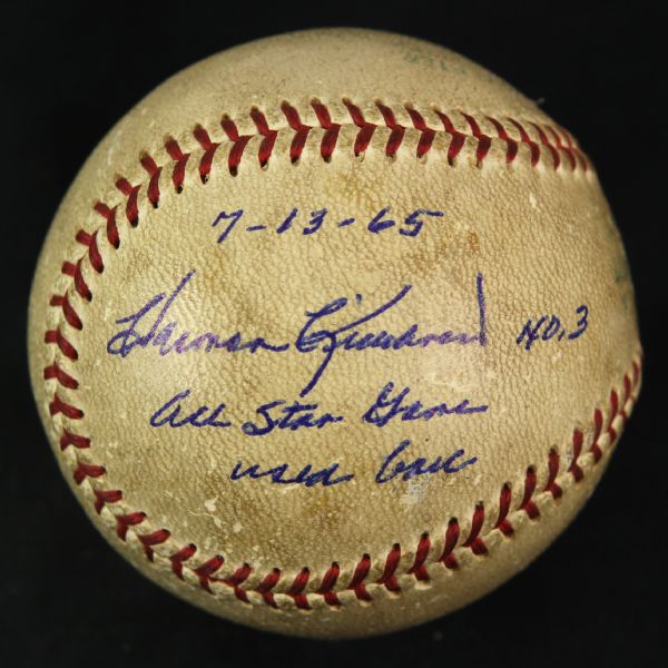 1965 (July 13) Harmon Killebrew Minnesota Twins Sigend OAL Cronin Metropolitan Stadium All Star Game Used Baseball (MEARS LOA/JSA)