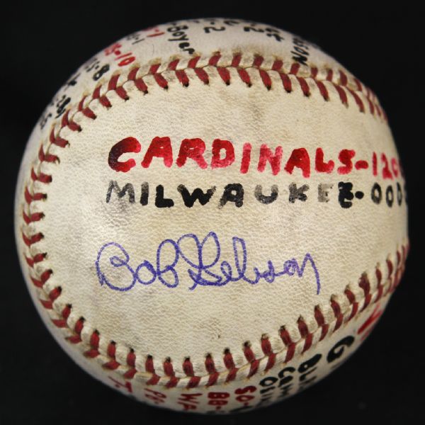 1965 (April 28) Bob Gibson St. Louis Cardinals Signed ONL Giles Milwaukee County Stadium Game Used Victory Baseball (MEARS LOA/JSA)