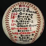 1965 (April 28) Bob Gibson St. Louis Cardinals Signed ONL Giles Milwaukee County Stadium Game Used Victory Baseball (MEARS LOA/JSA)
