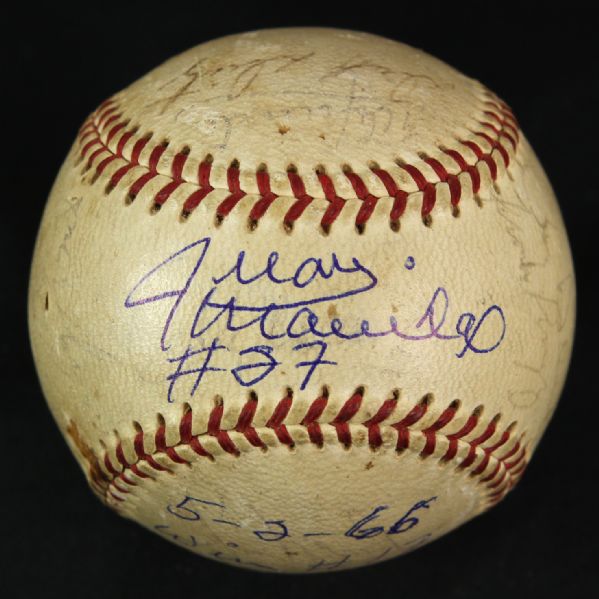 1966 (August 2) Juan Marichal Willie McCovey San Francisco Giants Signed ONL Giles Shea Stadium Game Used Baseball (MEARS LOA/JSA)