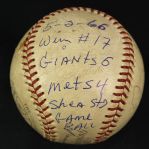 1966 (August 2) Juan Marichal Willie McCovey San Francisco Giants Signed ONL Giles Shea Stadium Game Used Baseball (MEARS LOA/JSA)