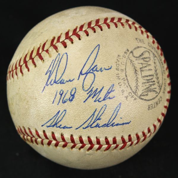 1968 Nolan Ryan Gil Hodges New York Mets Signed ONL Giles Shea Stadium Game Used Baseball (MEARS LOA/JSA)