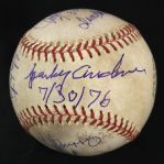 1976 (July 30) Pete Rose Johnny Bench Spark Anderson George Foster Ken Griffey Cincinnati Reds Signed ONL Feeney Riverfront Stadium Game Used Baseball (MEARS LOA/JSA)