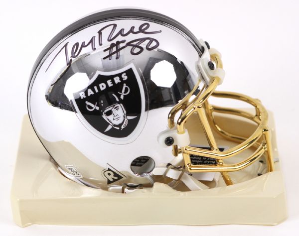 2000s Jerry Rice Oakland Raiders Signed Chrome Mini Helmet w/ 24K Gold Plated Facemask (JSA)