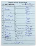 1988 (August 10) Jim Leyland Pittsburgh Pirates Signed Olympic Stadium Lineup Card (JSA)