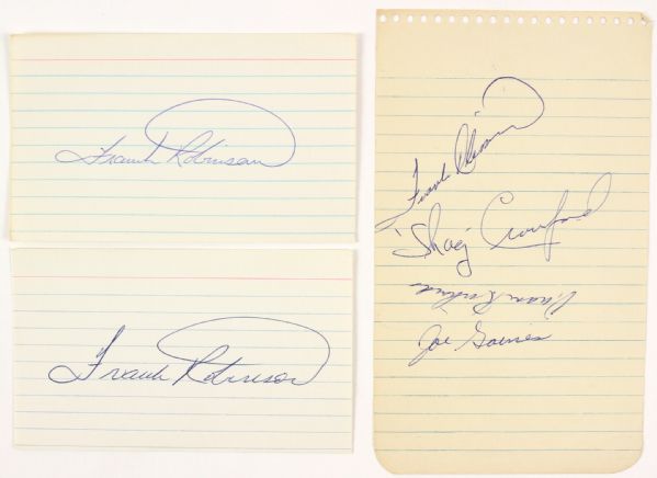 1960 circa Frank Robinson Cincinnati Reds Signed Index Card & Sheet Collection - Lot of 3 (JSA)