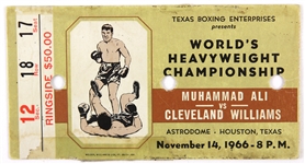 1966 (November 14) Muhammad Ali Cleveland Williams Heavyweight Title Bout Ticket Stub