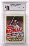 1982 Slabbed Fleer Baseball Card Cello Pack w/ Robin Yount Top Card (GAI 8)