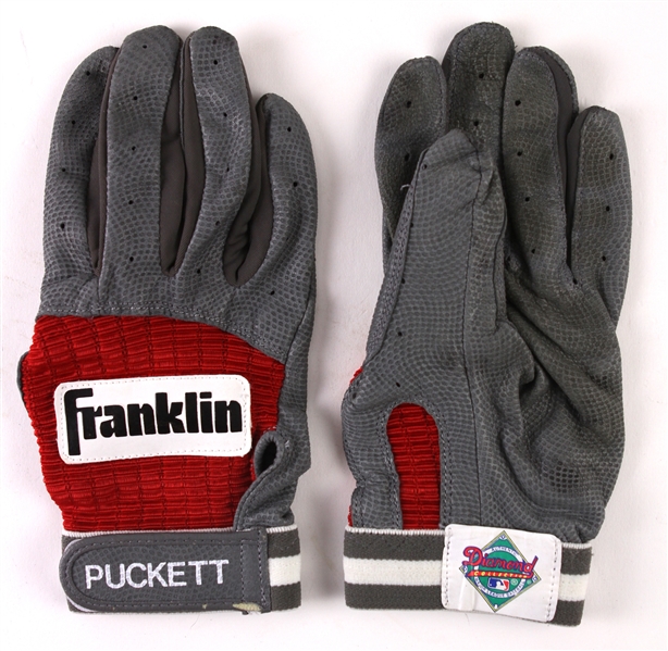 1990s Kirby Puckett Minnesota Twins Game Worn Batting Gloves (MEARS LOA)