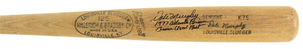 1976-77 Dale Murphy Atlanta Braves Signed H&B Louisville Slugger Professional Model Game Used Bat (MEARS A9.5/JSA)