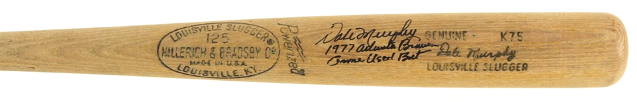 1976-77 Dale Murphy Atlanta Braves Signed H&B Louisville Slugger Professional Model Game Used Bat (MEARS A9.5/JSA)