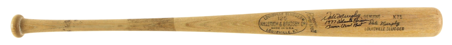 1976-77 Dale Murphy Atlanta Braves Signed H&B Louisville Slugger Professional Model Game Used Bat (MEARS A9.5/JSA)