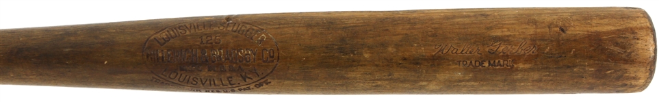 1928 Wally Gerber St. Louis Browns H&B Louisville Slugger Professional Model Game Used Bat (MEARS LOA) Sidewritten "5-2-28 Wally Schang"