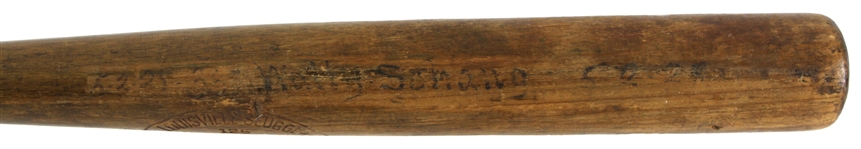 1928 Wally Gerber St. Louis Browns H&B Louisville Slugger Professional Model Game Used Bat (MEARS LOA) Sidewritten 5-2-28 Wally Schang